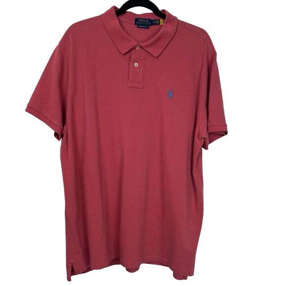 Polo Ralph Lauren Shirt Men’s 2XLT Red Golf Polo Big and Tall Slim Fit Cotton - Picture 1 of 6